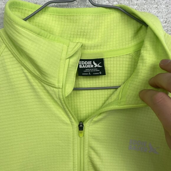 Eddie Bauer Lime Green Activator Grid Thermal Mid Layer Outdoors Women L hike - Picture 5 of 13